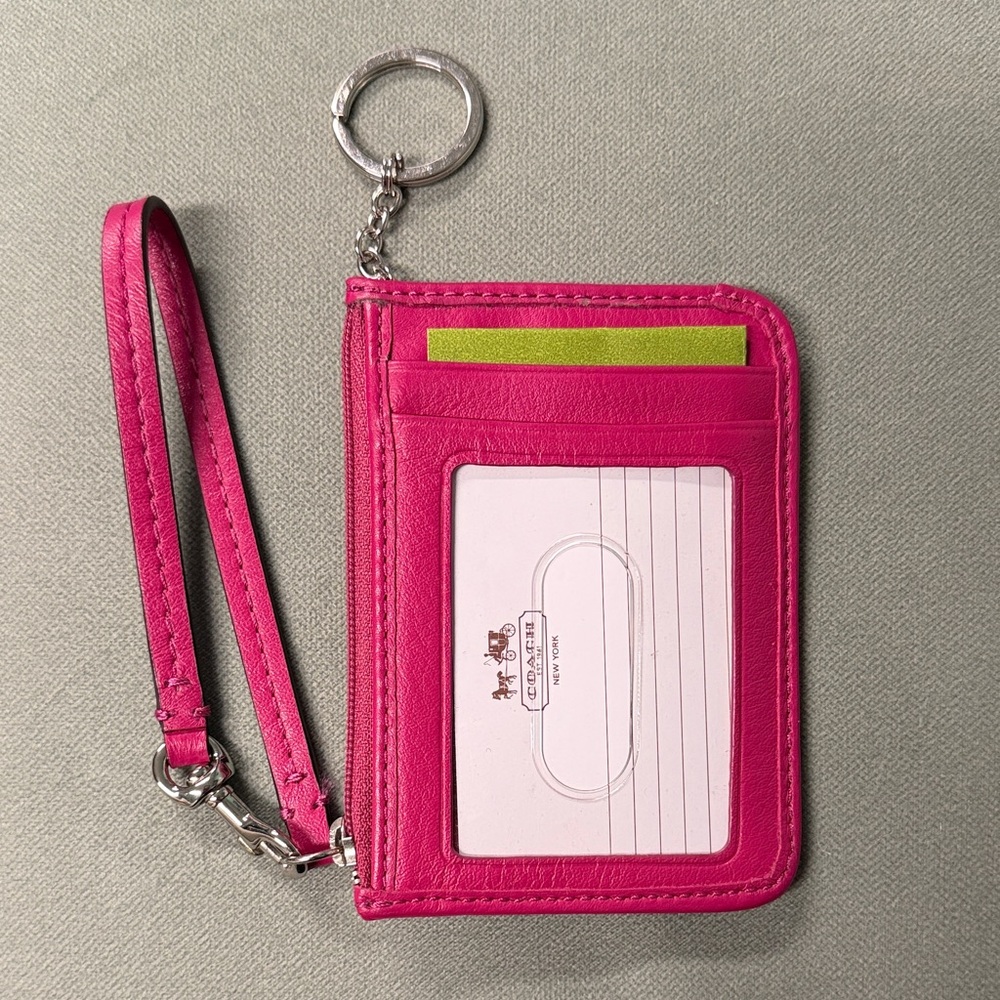 COACH CAMPBELL LEATHER MINI ID SKINNY CREDIT CARD KEYCHAIN WRISTLET #F50167 - Picture 6 of 10